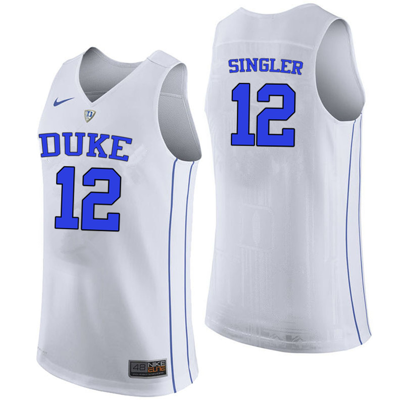 Men #12 Kyle Singler Duke Blue Devils College Basketball Jerseys-White - Click Image to Close